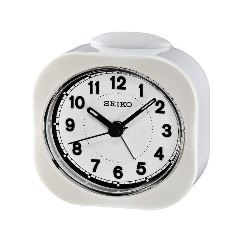 Réveil Seiko analogique plastique blanc - vue 1