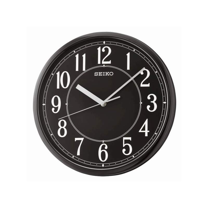 Pendule murale Seiko plastique noir 33 cm - vue 1