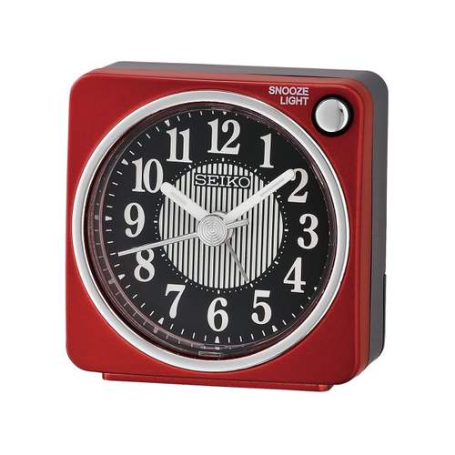 Réveil Seiko carré plastique rouge