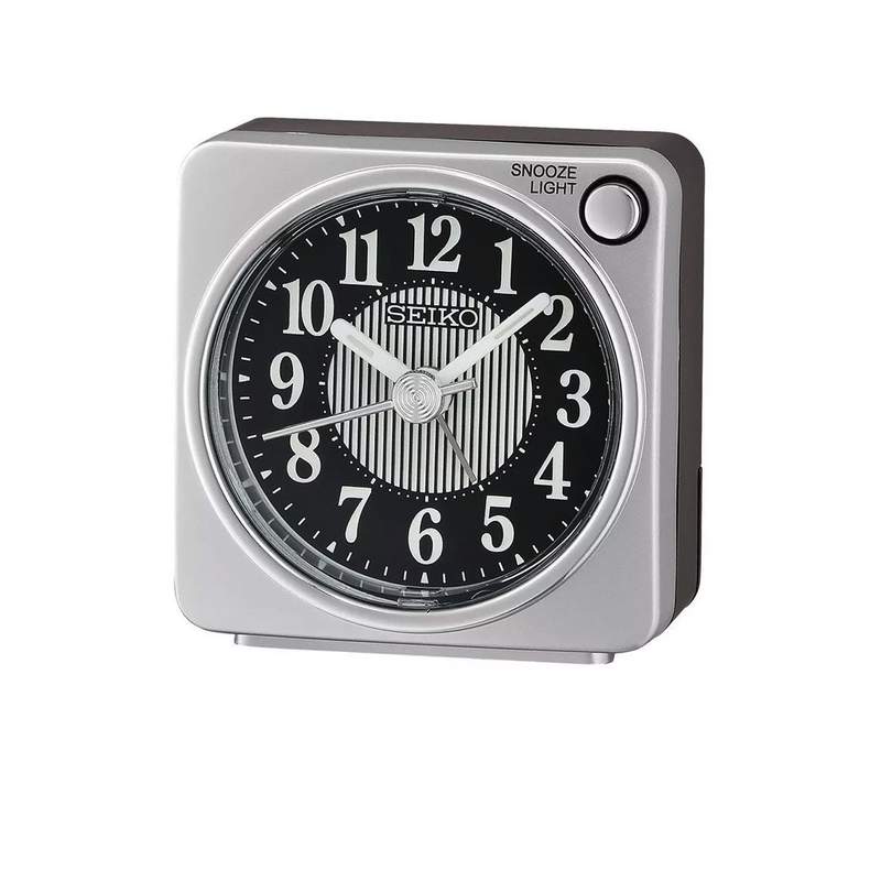 Réveil Seiko carré plastique argent - vue 1