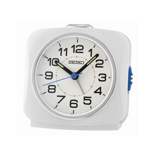 Seiko square white plastic alarm clock