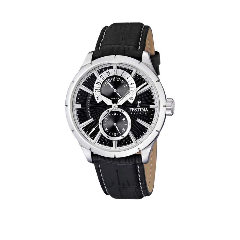 Montre Festina Homme acier bracelet cuir - vue 1