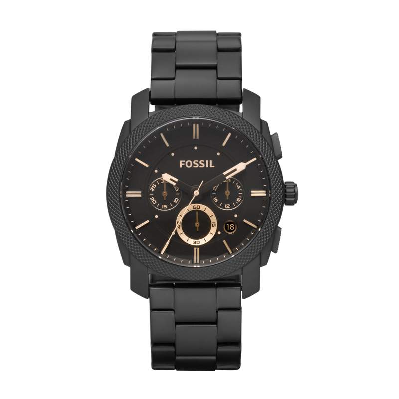 Fossil herenchronograafhorloge van zwart staal - afbeelding 1