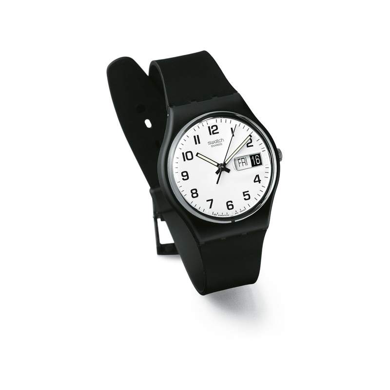 Montre Swatch mixte caoutchouc noir - vue 1