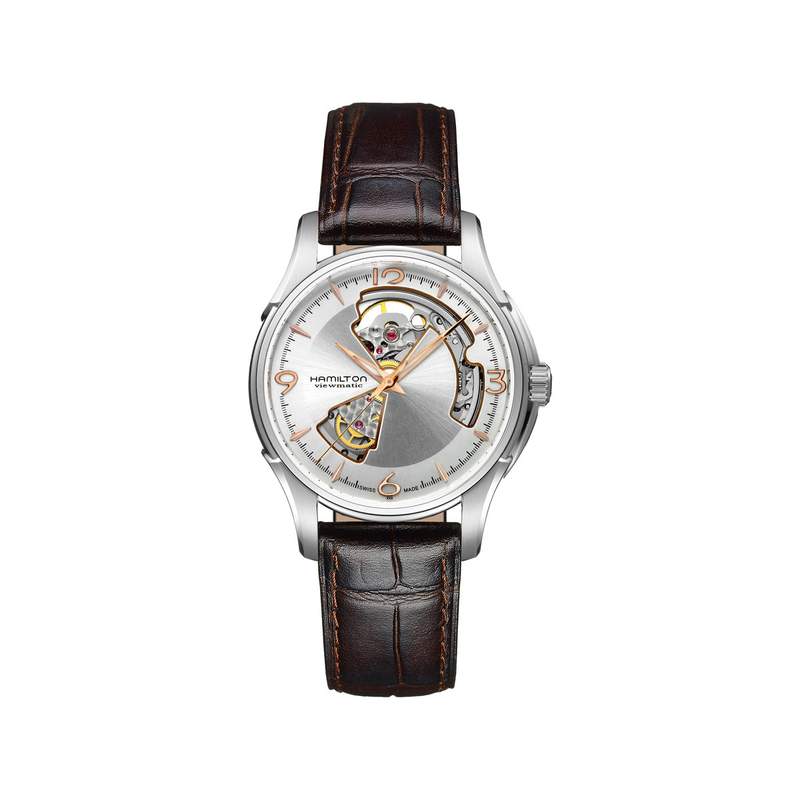 Montre Hamilton homme cuir croco marron - vue 1