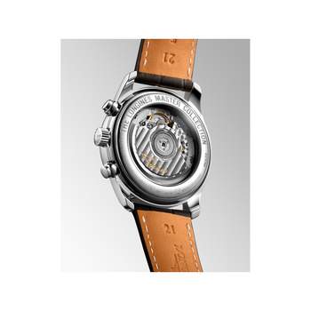 Longines men's watch with steel case and leather strap