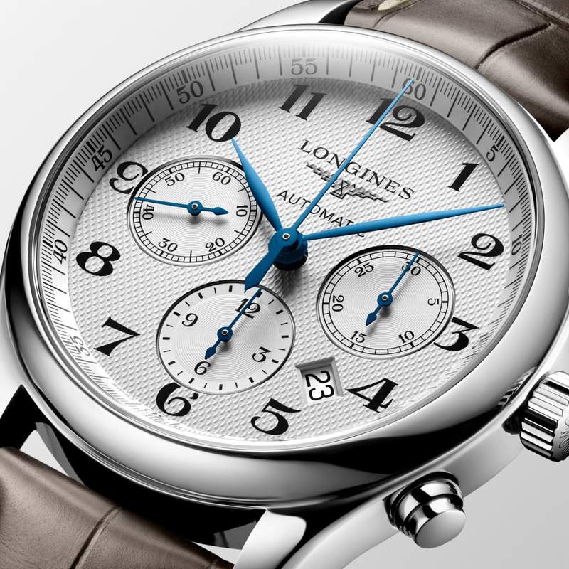 Montre Longines homme acier bracelet cuir - vue D1