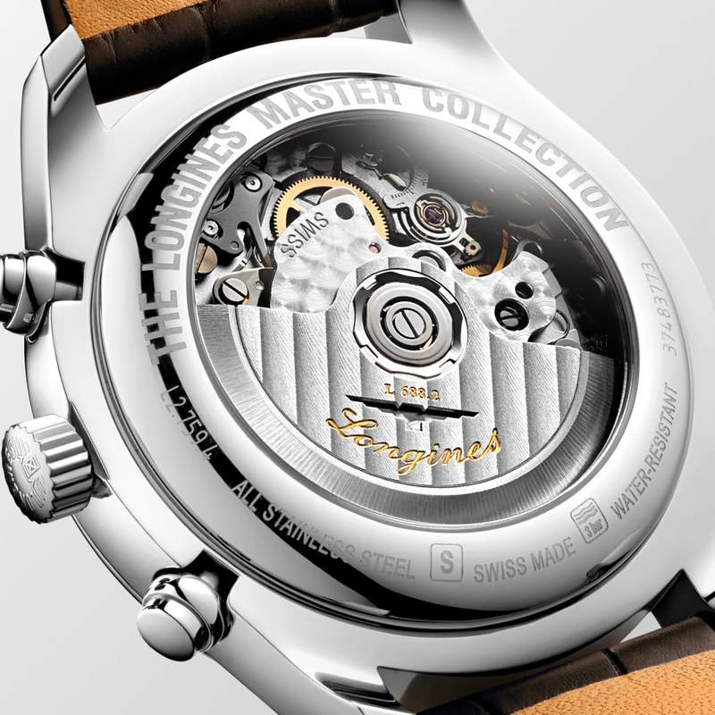 Montre Longines homme acier bracelet cuir - vue D2
