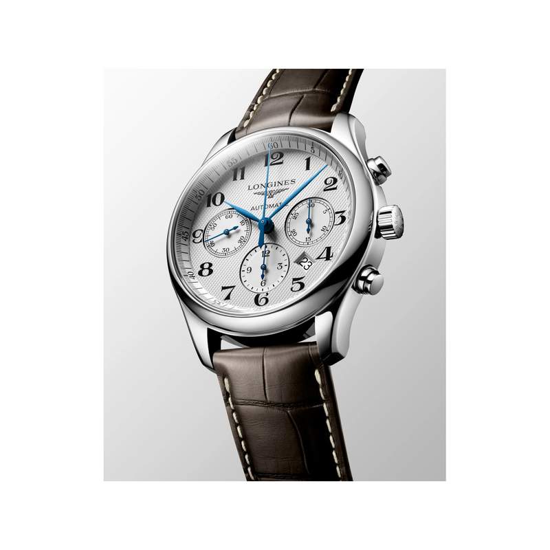 Montre Longines homme acier bracelet cuir - vue D4