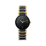 Montre RADO Centrix Diamonds homme acier doré et noir bracelet céramique - vue 1