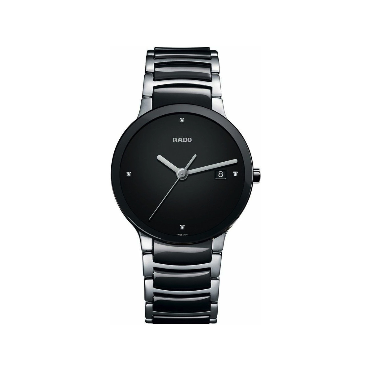 Montre RADO Centrix Diamonds homme acier noir bracelet céramique