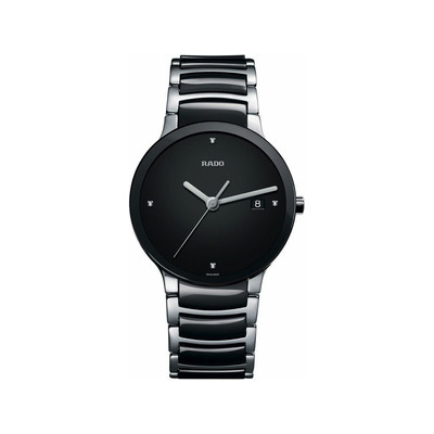 Montre RADO Centrix Diamonds homme acier noir bracelet céramique - vue 1