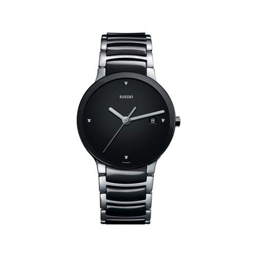 Montre RADO Centrix Diamonds homme acier noir bracelet céramique