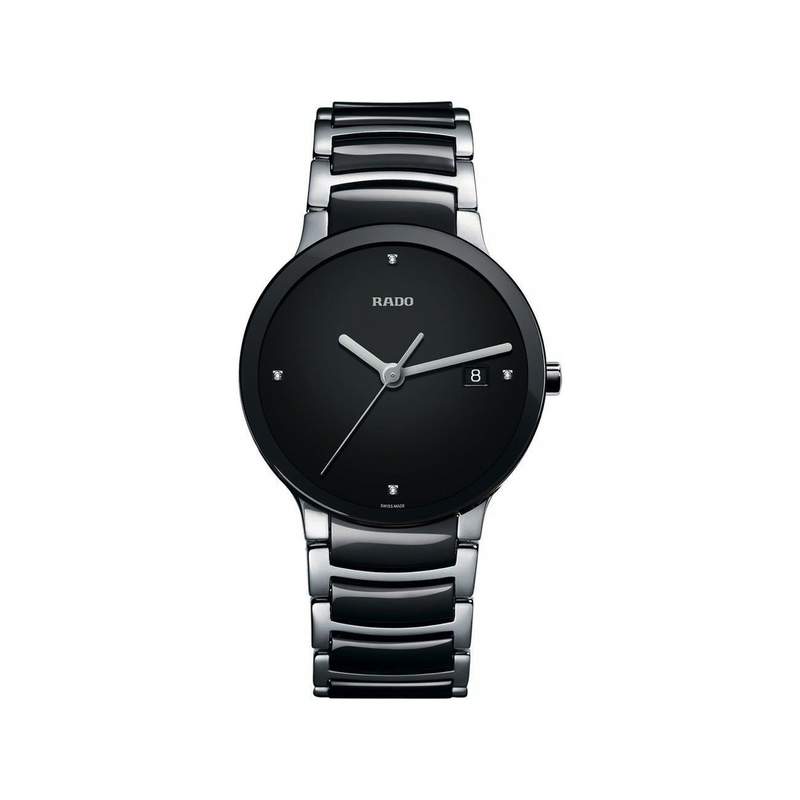 Montre RADO Centrix Diamonds homme acier noir bracelet céramique - vue 1