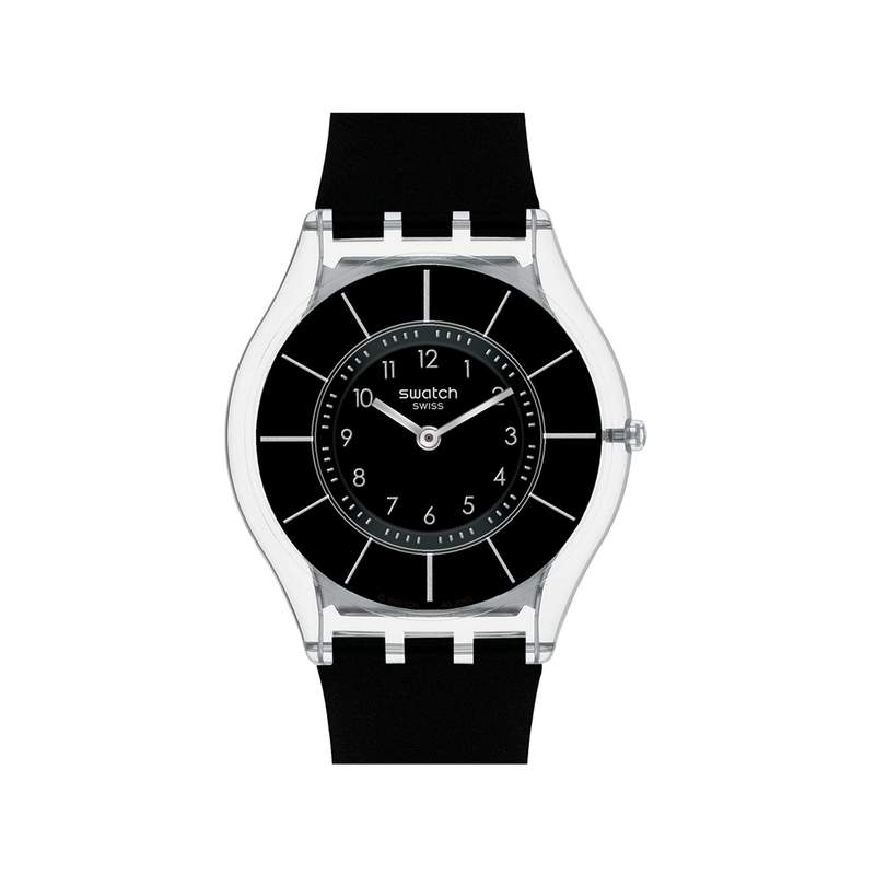 Montre Swatch homme acier caoutchouc noir - vue 1