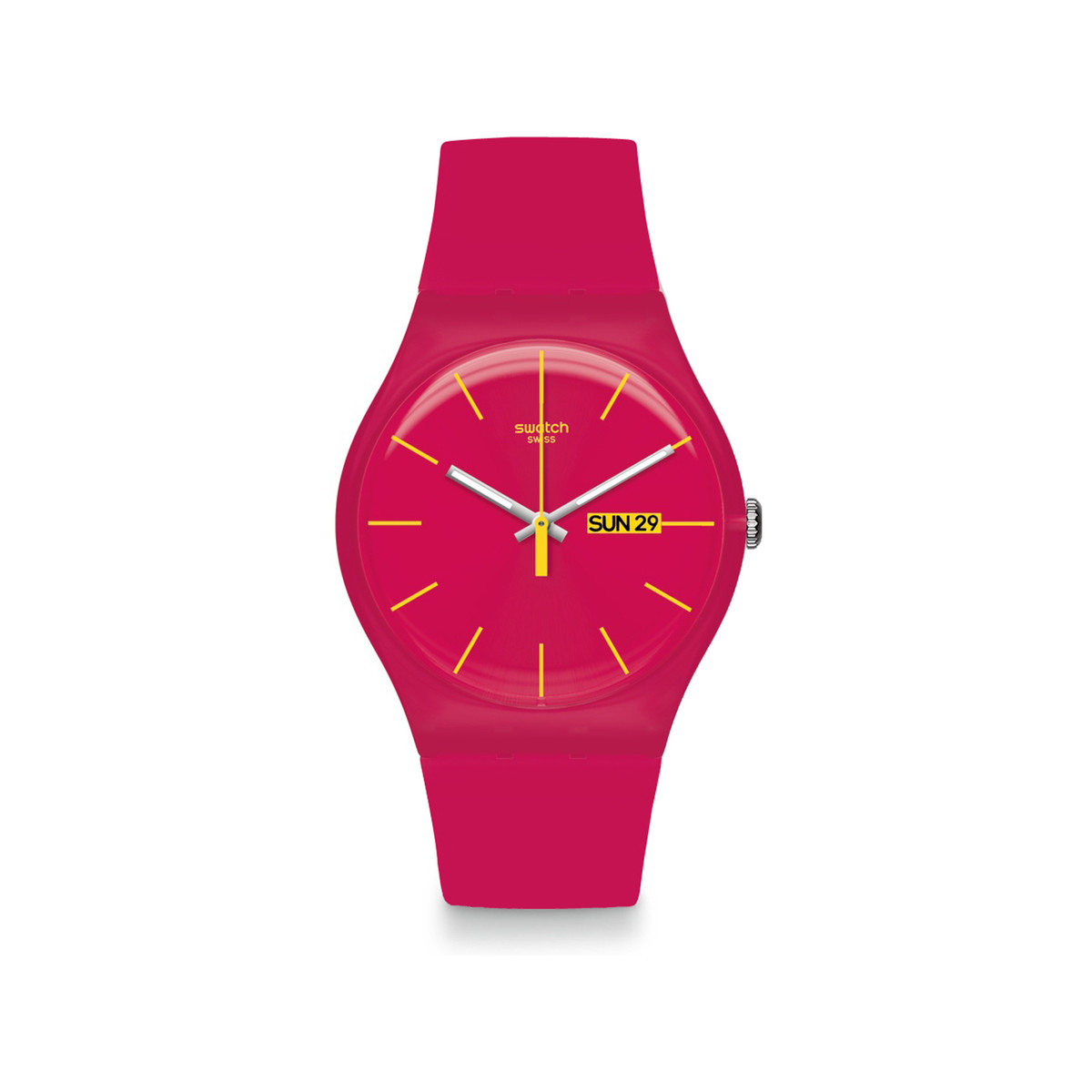 Montre Swatch mixte bracelet caoutchouc rouge - Femme, homme - modèle  SUOR704 | MATY