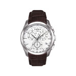 Montre Tissot homme chrono bracelet cuir marron - vue 1