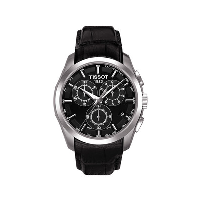 Montre TISSOT COUTURIER CHRONOGRAPHE homme cadran noir bracelet cuir noir