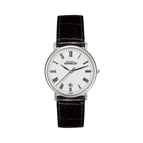 Montre Herbelin Classique homme acier bracelet cuir noir