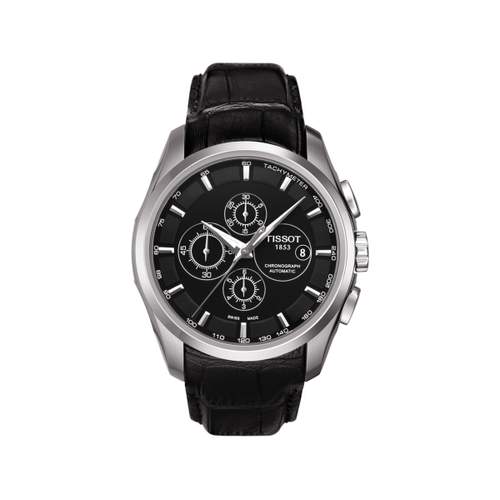 Tissot men's automatic chrono steel leather watch