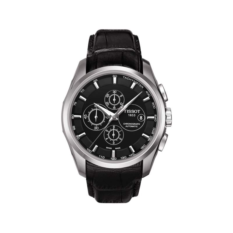 Montre Tissot homme chrono automatique acier cuir - vue 1