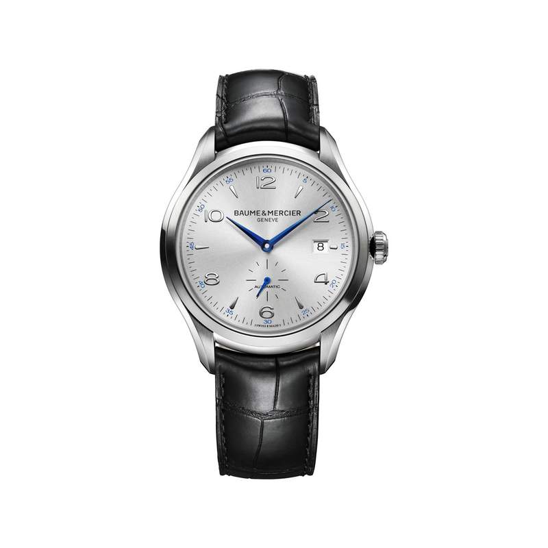 Montre Baume & Mercier Clifton homme automatique acier bracelet cuir noir - vue 1
