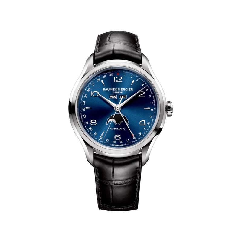 Montre baume et Mercier Clifton homme acier automatique bracelet cuir noir - vue 1