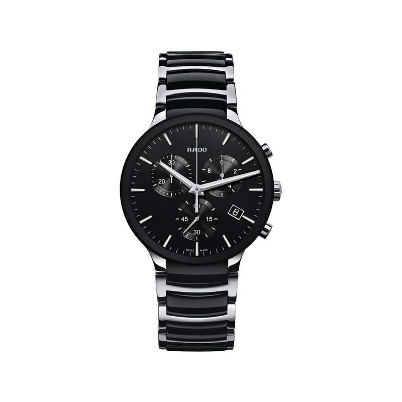 Montre RADO Centrix Chronograph homme acier noir bracelet céramique - vue 1