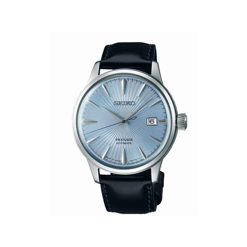 Montre Seiko Presage homme acier cuir noir - vue 1