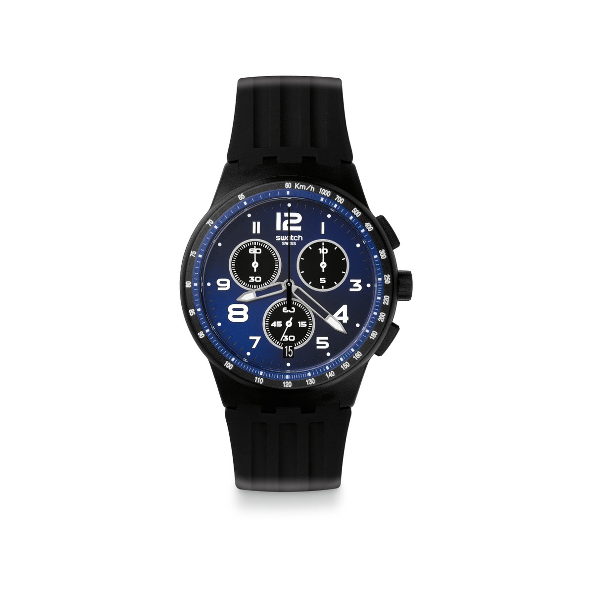 Montre Swatch homme chronographe silicone noir