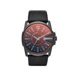Diesel men's watch with steel case and leather strap - view 1