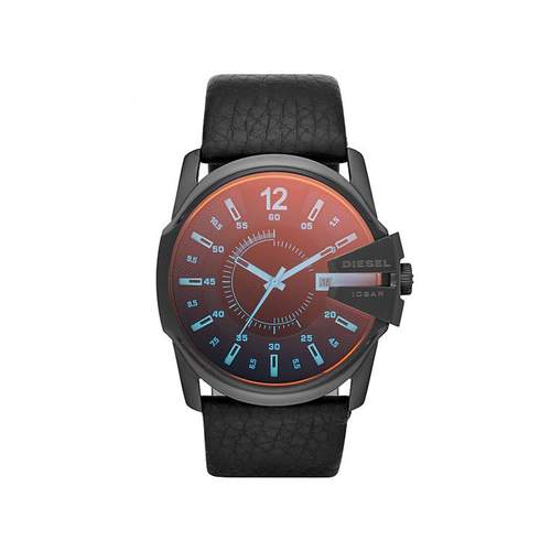 Diesel herenhorloge van staal met leren band