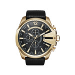 Montre Diesel homme acier doré jaune bracelet cuir - vue 1