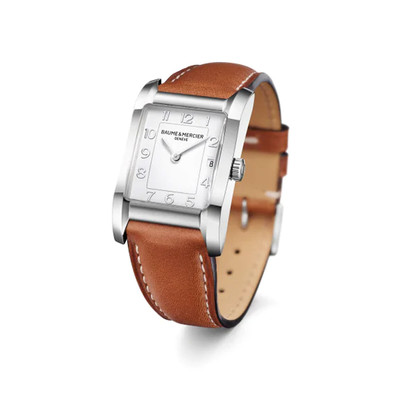 Montre Baume Mercier Hampton femme acier bracelet cuir marron