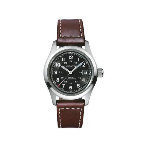 Montre Hamilton homme acier cuir marron