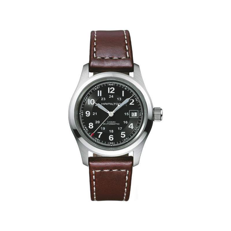 Montre Hamilton homme acier cuir marron - vue 1