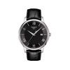 Montre TISSOT TRADITION homme cadran noir bracelet cuir noir boitier acier - vue V1