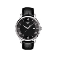 Montre TISSOT TRADITION homme cadran noir bracelet cuir noir boitier acier