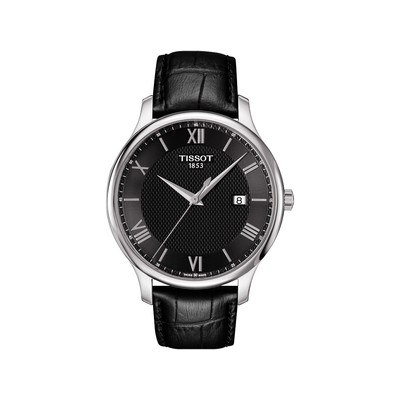 Montre TISSOT CLASSIC TRADITION homme cadran noir bracelet cuir noir - vue 1