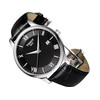Montre TISSOT TRADITION homme cadran noir bracelet cuir noir boitier acier - vue V2