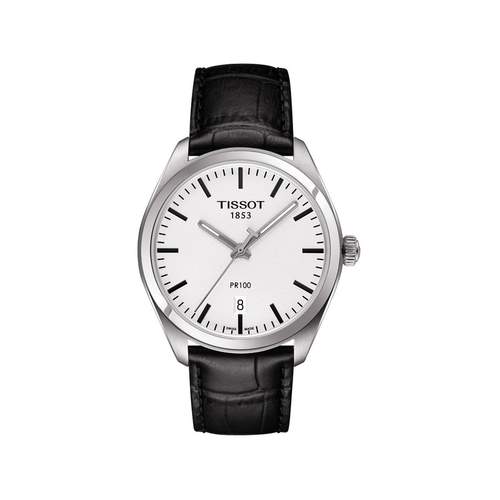 Tissot herenhorloge van zwart leer en staal