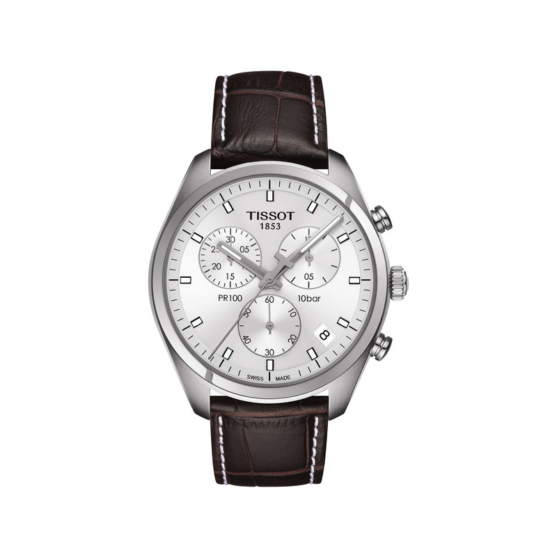 Montre Tissot homme chronographe acier cuir marron