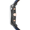 Montre Fossil homme chronographe acier noir bracelet cuir bleu - vue V2