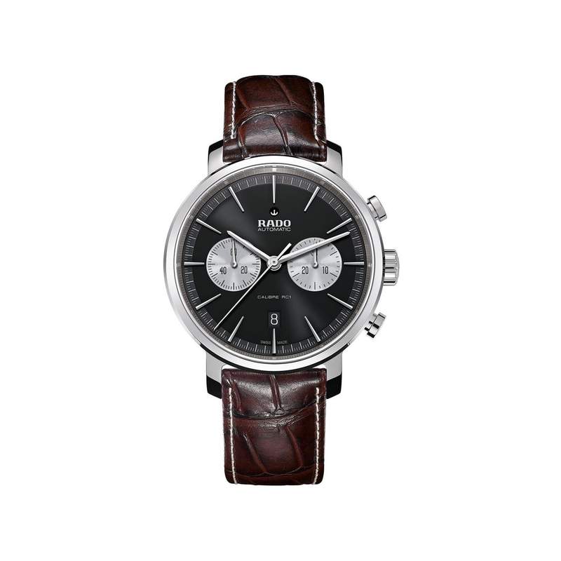 Montre Rado Diamaster homme automatique chronographe acier bracelet cuir brun - vue 1