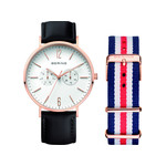 Montre Bering homme acier doré rose cuir et nato - vue 1