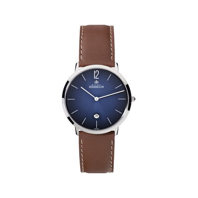 Montre Herbelin homme acier bracelet cuir marron - vue 1