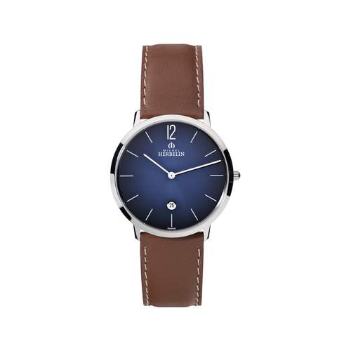 Montre Herbelin homme acier bracelet cuir marron