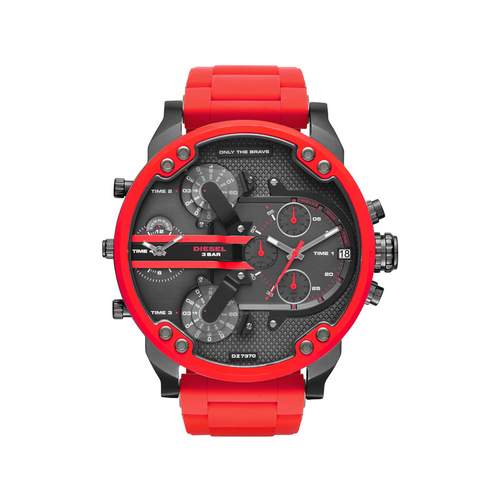 Diesel herenhorloge met zwart stalen siliconen chronograaf