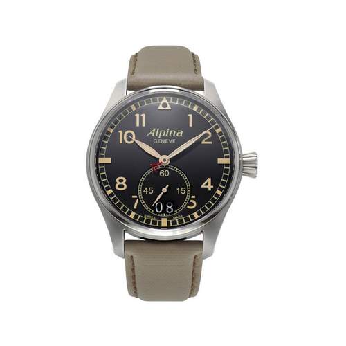 Alpina men's steel watch with leather strap