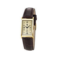 Montre LIP CHURCHILL T18 femme cadran doré bracelet cuir marron